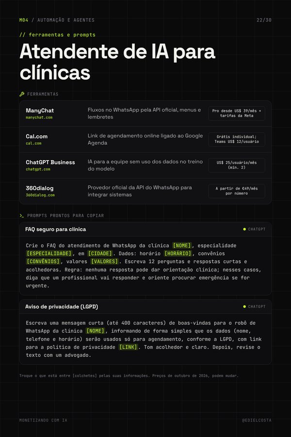 Página de ferramentas e prompts prontos